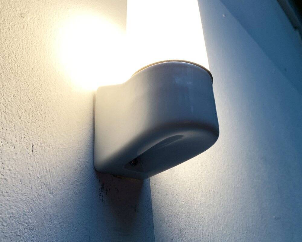 German ceramic wall lights mid-century 6063 by Wilhelm Wagenfeld for Lindner, 1960s, set of 2.