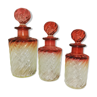 Trois flacons Baccarat modèle Bambou