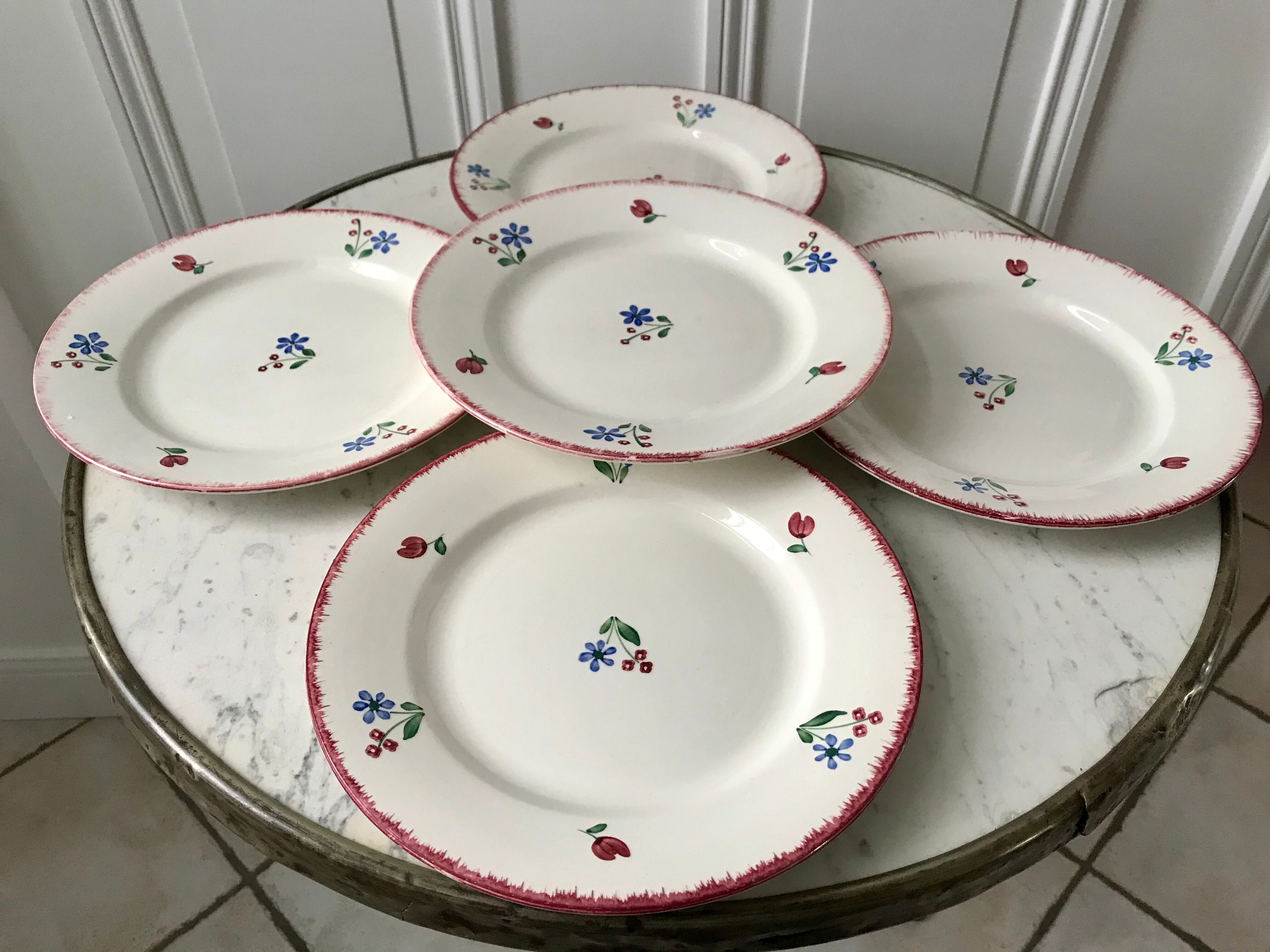 Set of 5 flat plates badonviller model "dany" years 30-40