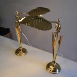 Pair of 1980s Hollywood Regency Gold Table Lamps