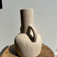 Handmade terracotta vase painted in beige with double handles h:32 d:25