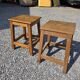 Pair of low stools in solid oak