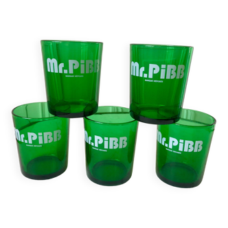 set of 5 Mr. Pitb glasses, registered trademark 70s