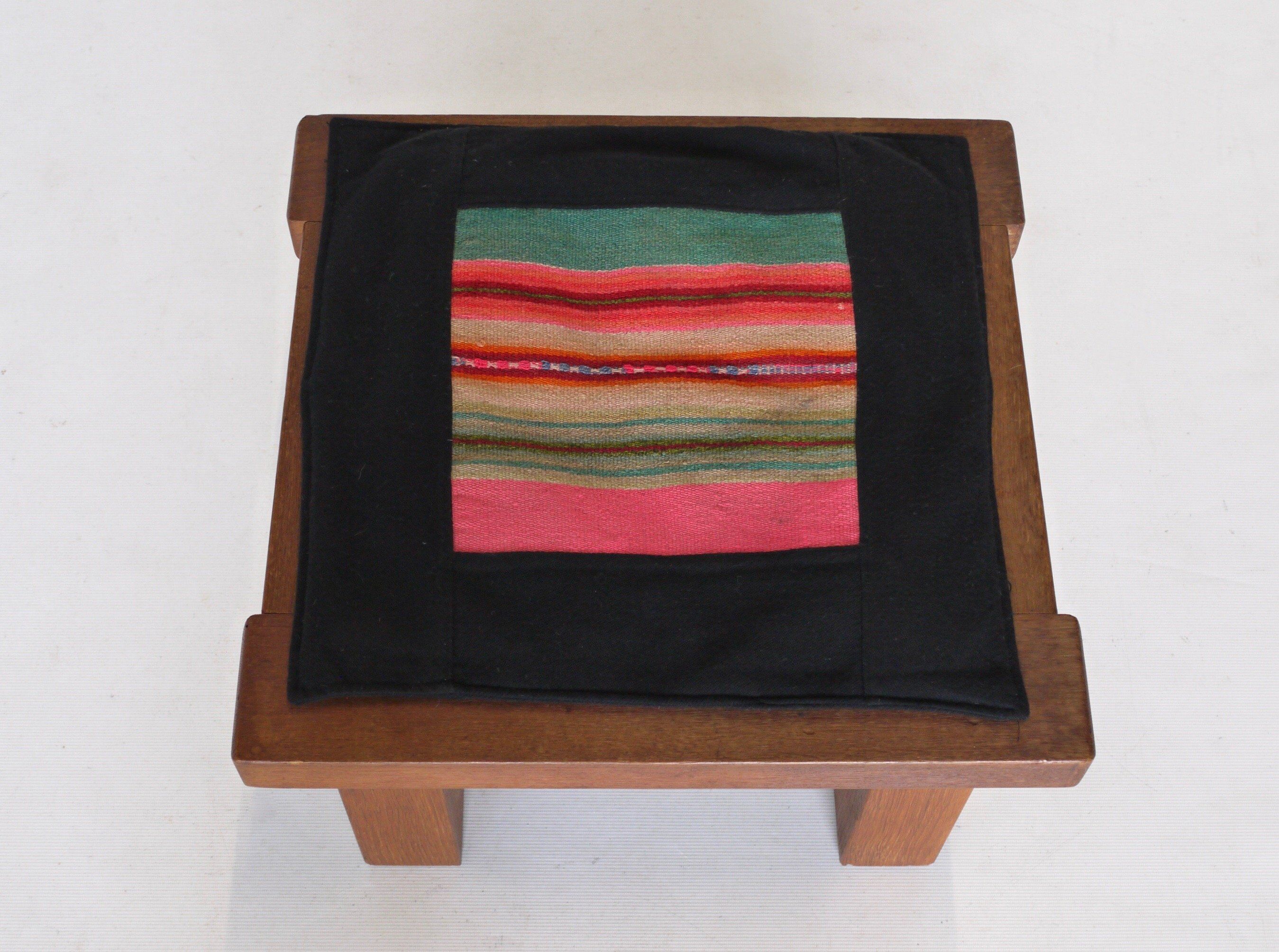 Vintage Modernist Wooden Oak Stool