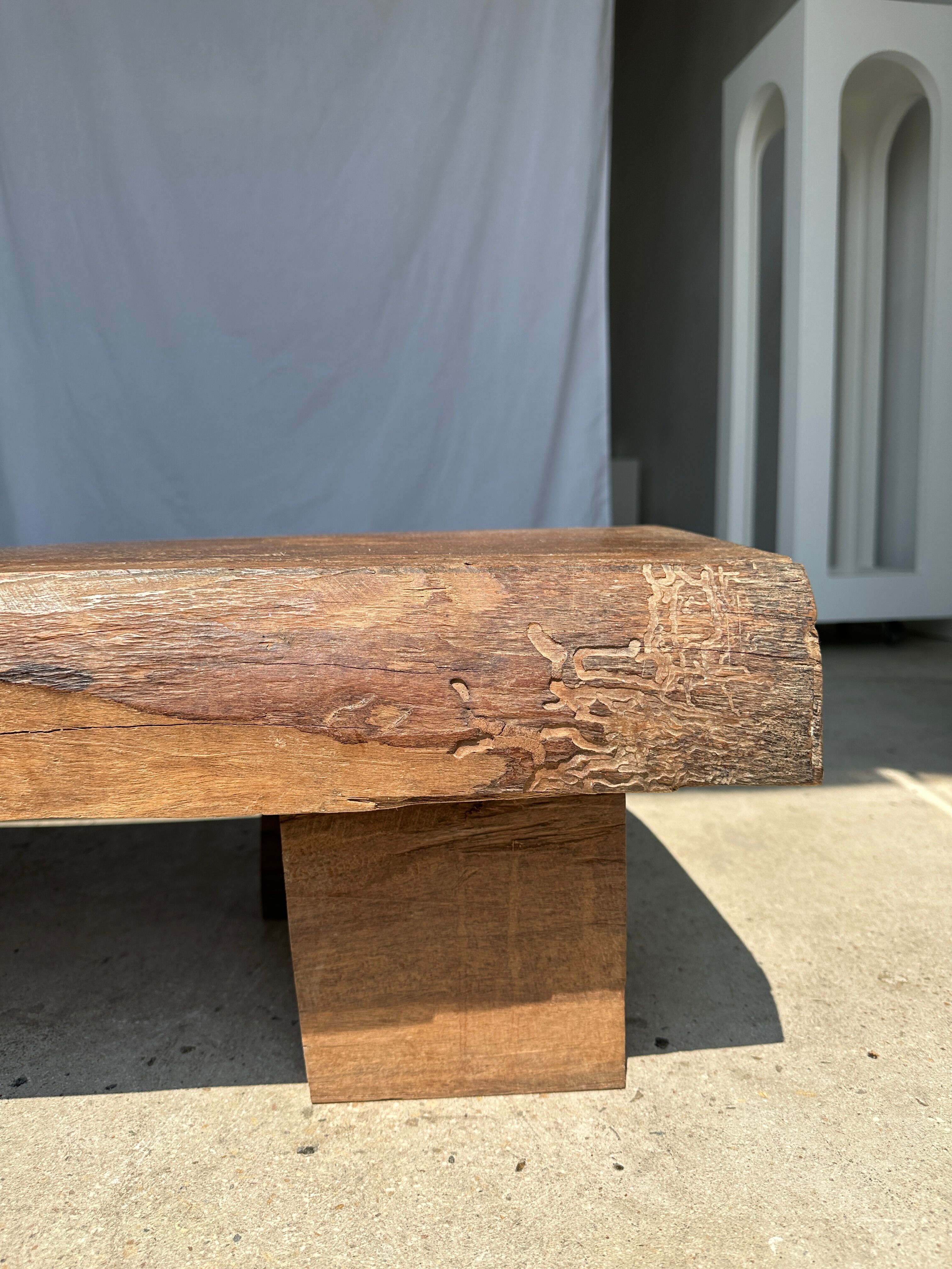 Asian solid wood quadripod brutalist coffee table H30 L81 l42
