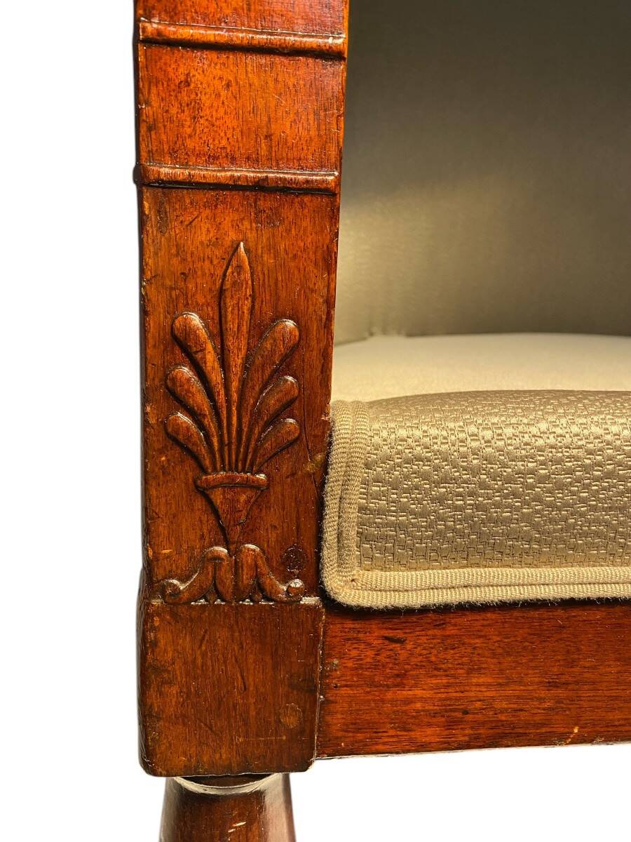 Mahogany bergère chair, stamped, Empire period