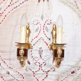 2 old brass wall sconces