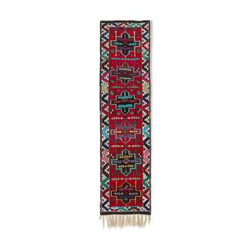 Hand-Knotted Distressed Turkish Red Runner Carpet 90 cm x 336 cm