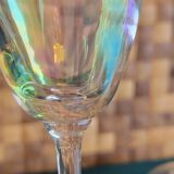 6 champagne flutes in iridescent glass