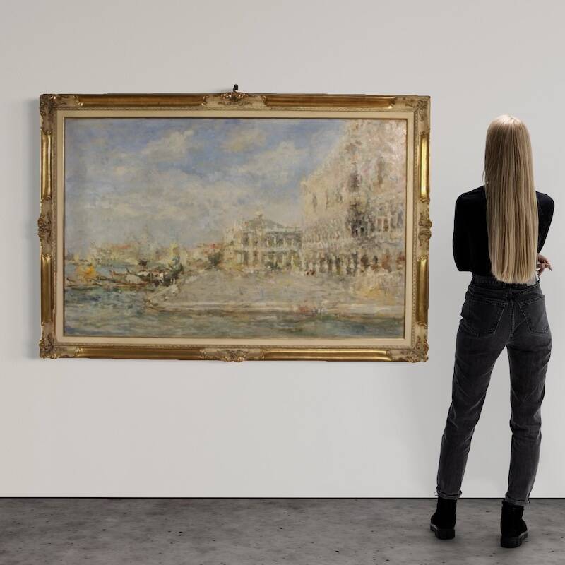 Great painting signed by Luigi Mantovani, View of Venice