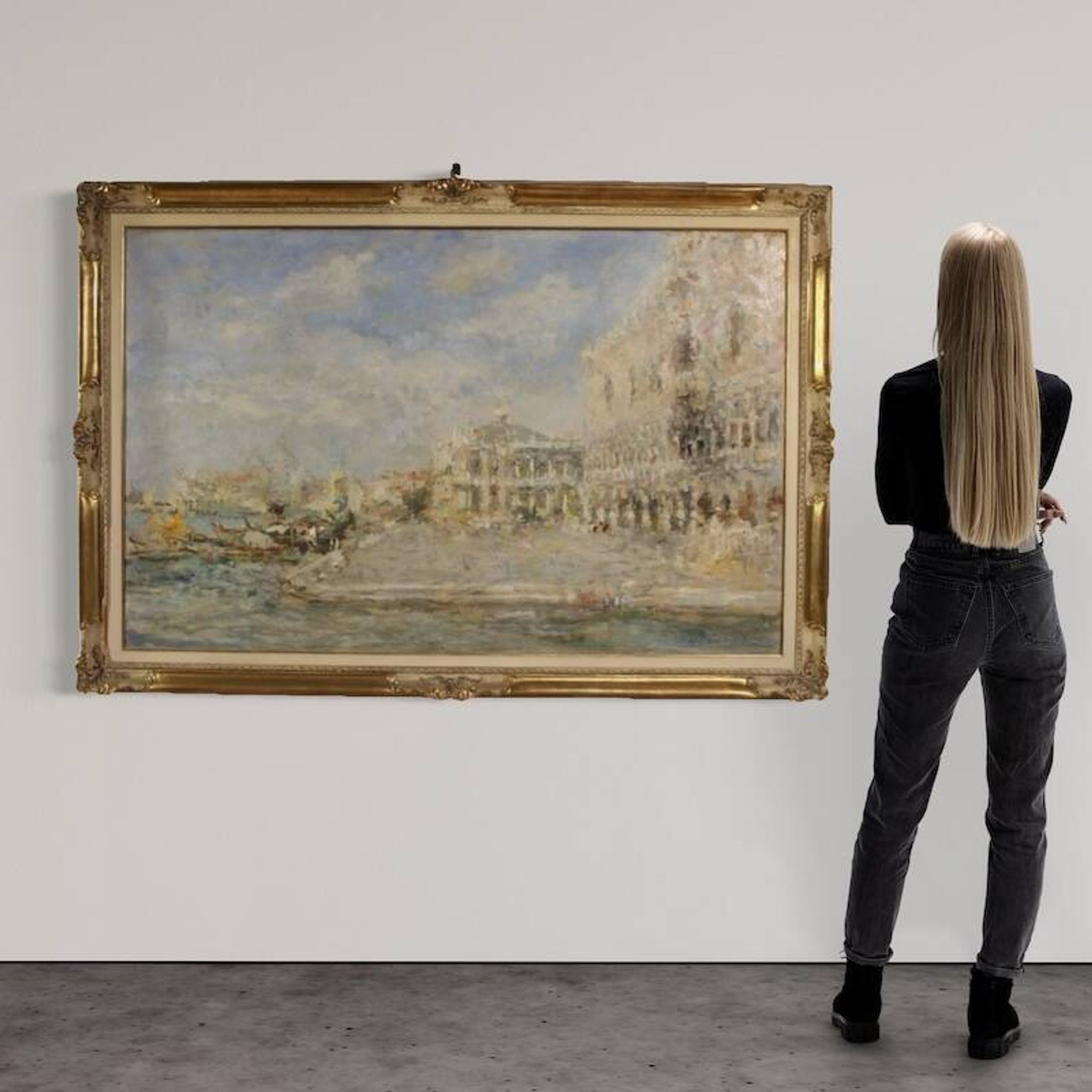 Great painting signed by Luigi Mantovani, View of Venice