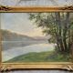 A Maury: oil on canvas painting view of Lake Annecy around 1920