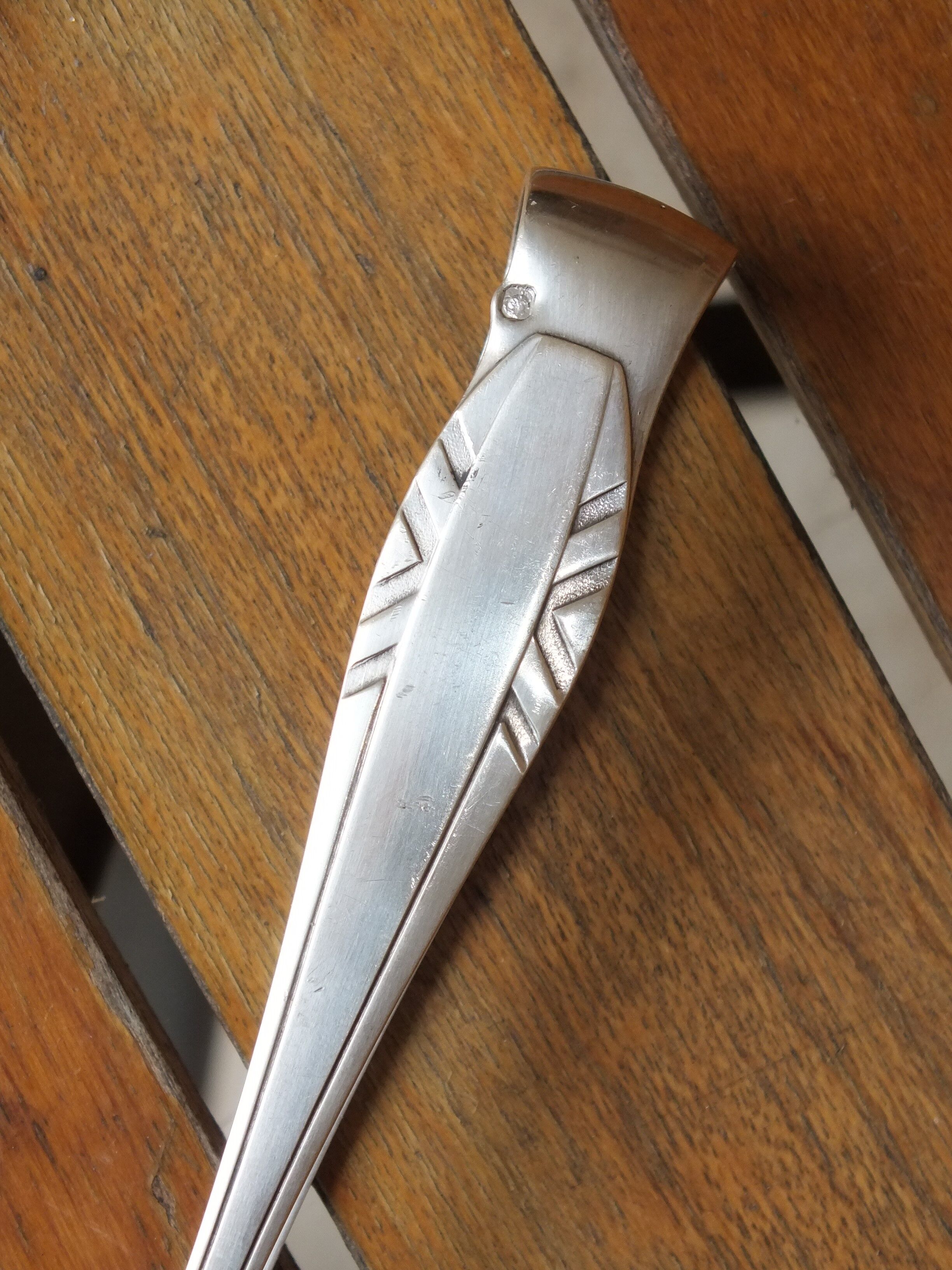 Solid silver sugar clamp Art Deco style