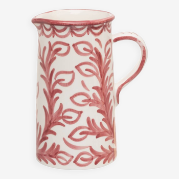 Large hand painted pink pitcher