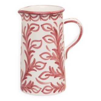Large hand painted pink pitcher