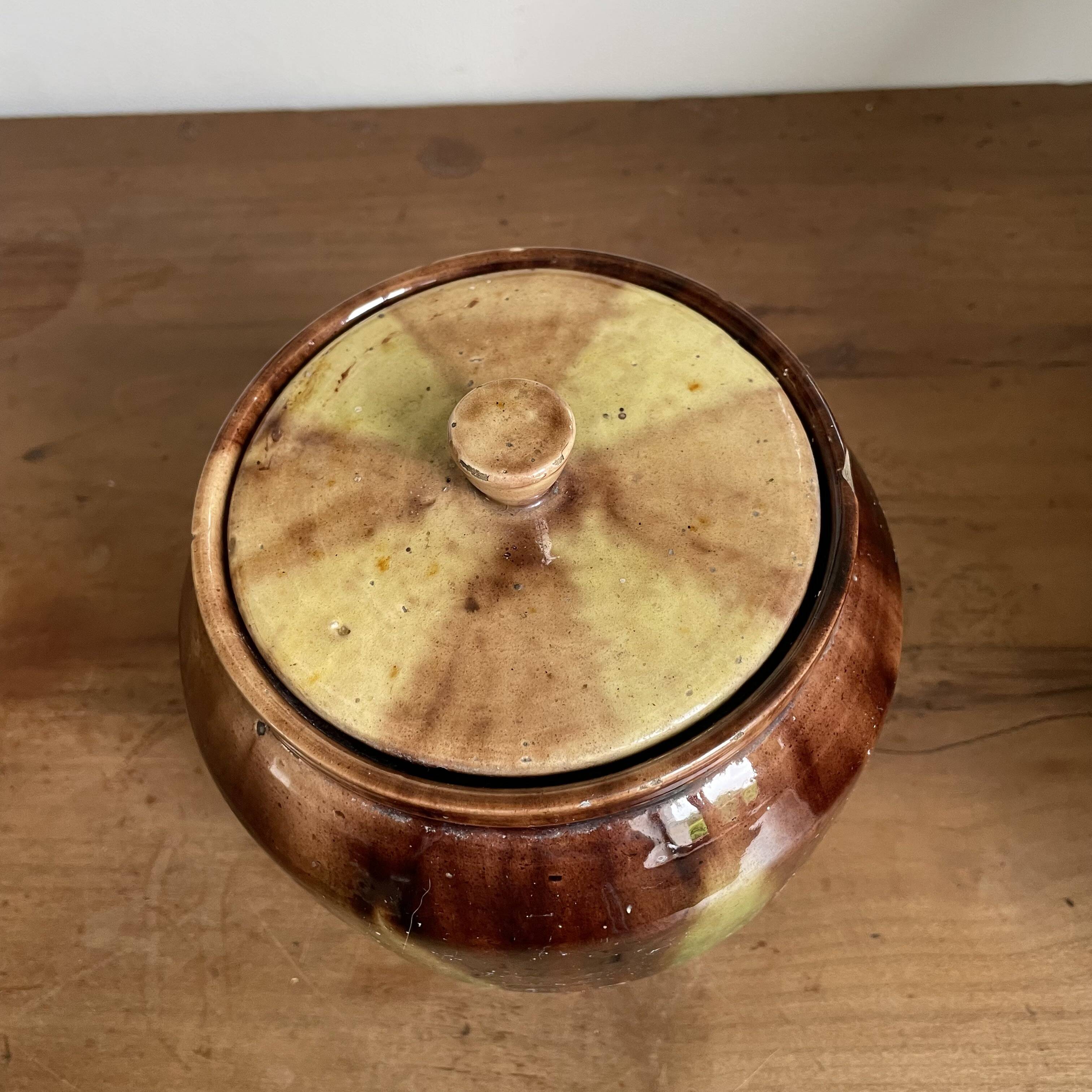 Glazed terracotta covered pot