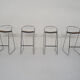 Set of four chrome and cane bar stools, 1970's