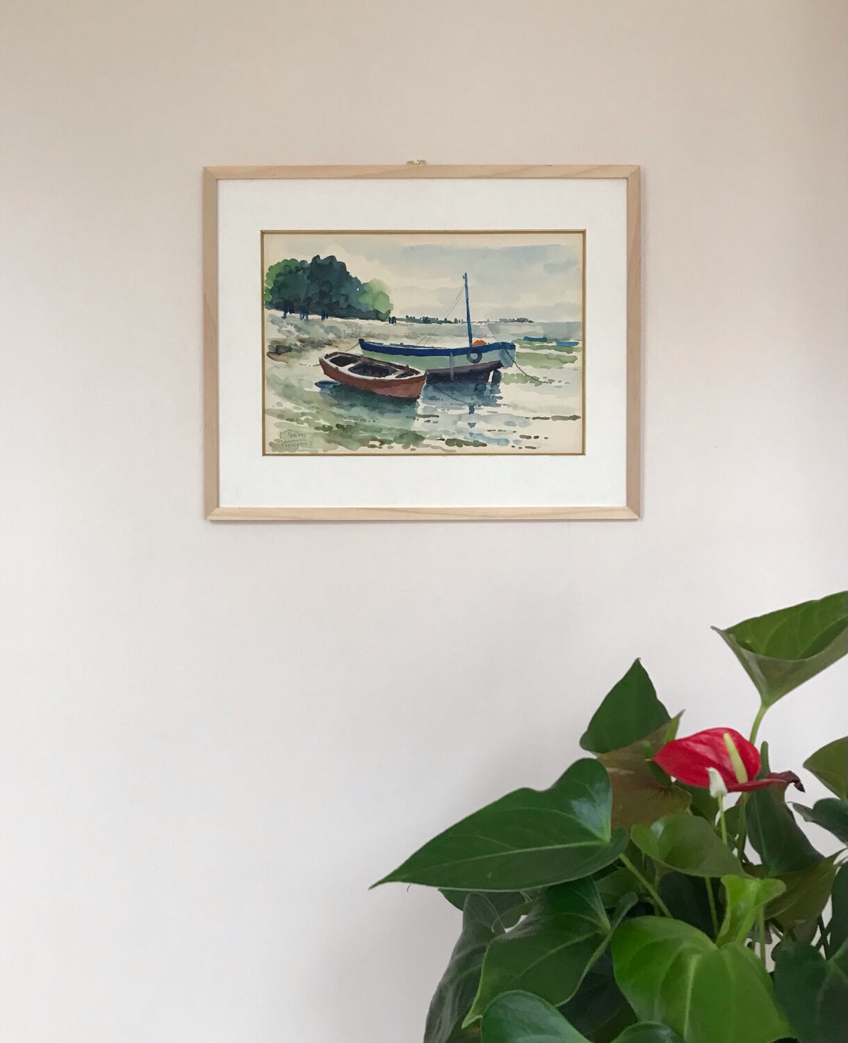 Watercolor Louis PARRENS 1904-1993.Lesconil