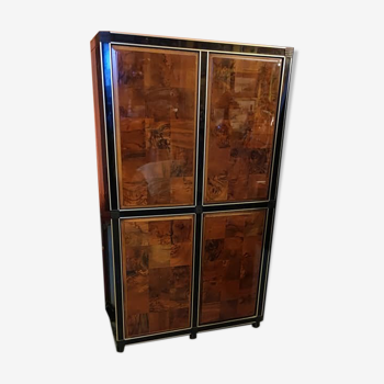 Furniture 4 doors in wood veneer of walnut bramble in checkerboard
