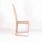 Set of 4 vintage chairs in gilded metal and wicker