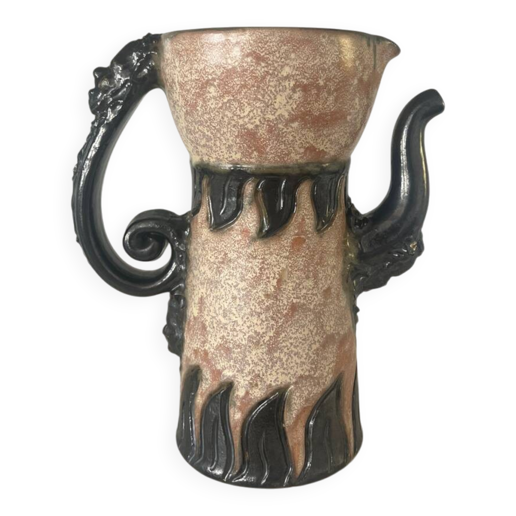 Belgian ceramic pitcher signed Sylvain Sttublet