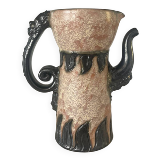 Belgian ceramic pitcher signed Sylvain Sttublet