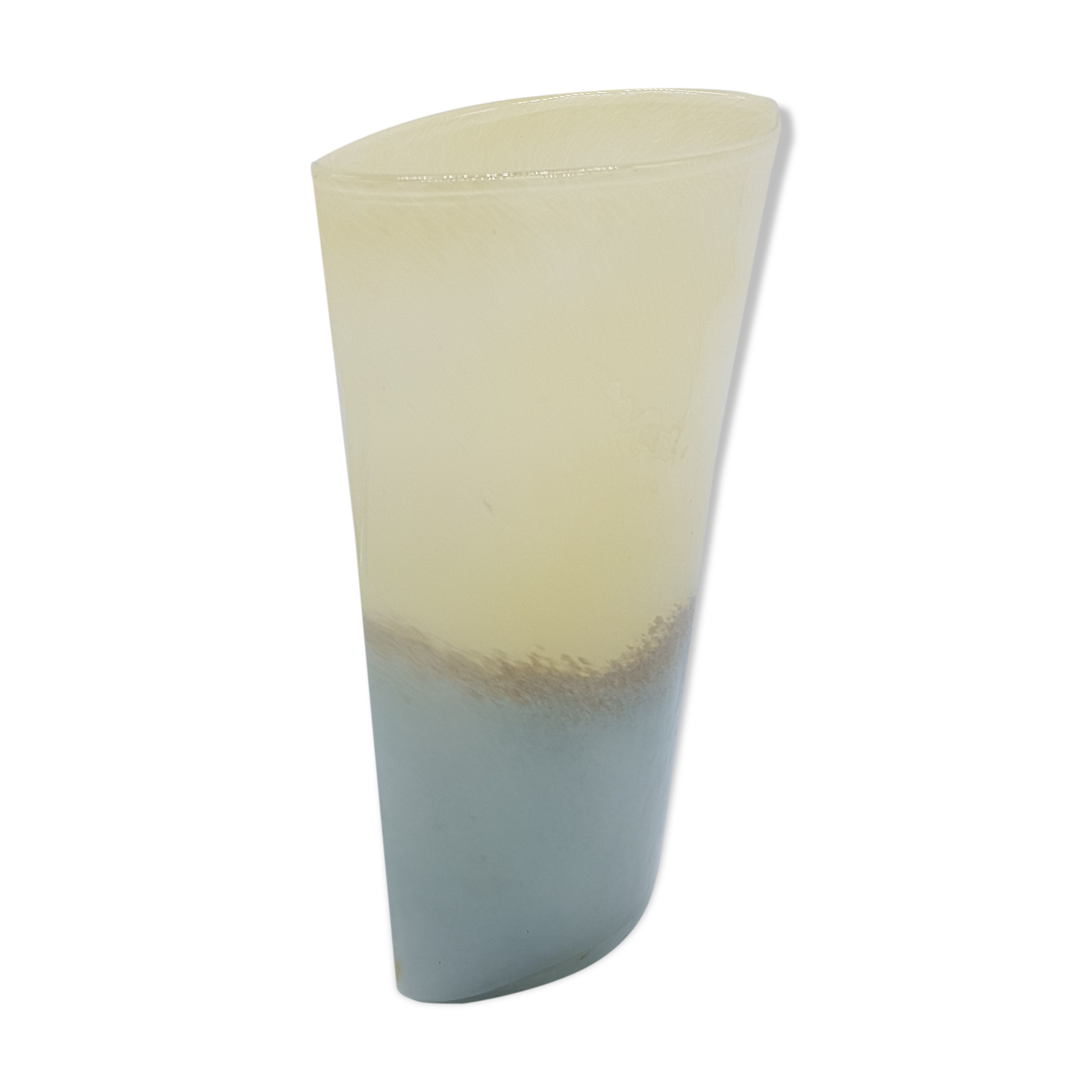 Vase en verre soufflé gris et beige