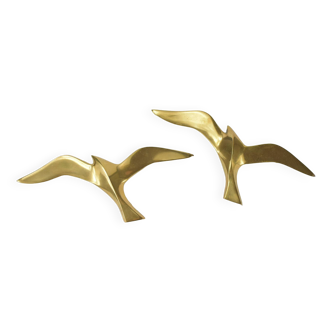 Pair of brass birds