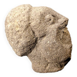 Head carved in volcanic stone from the early Christian period