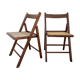 Two folding chairs wood and cannage