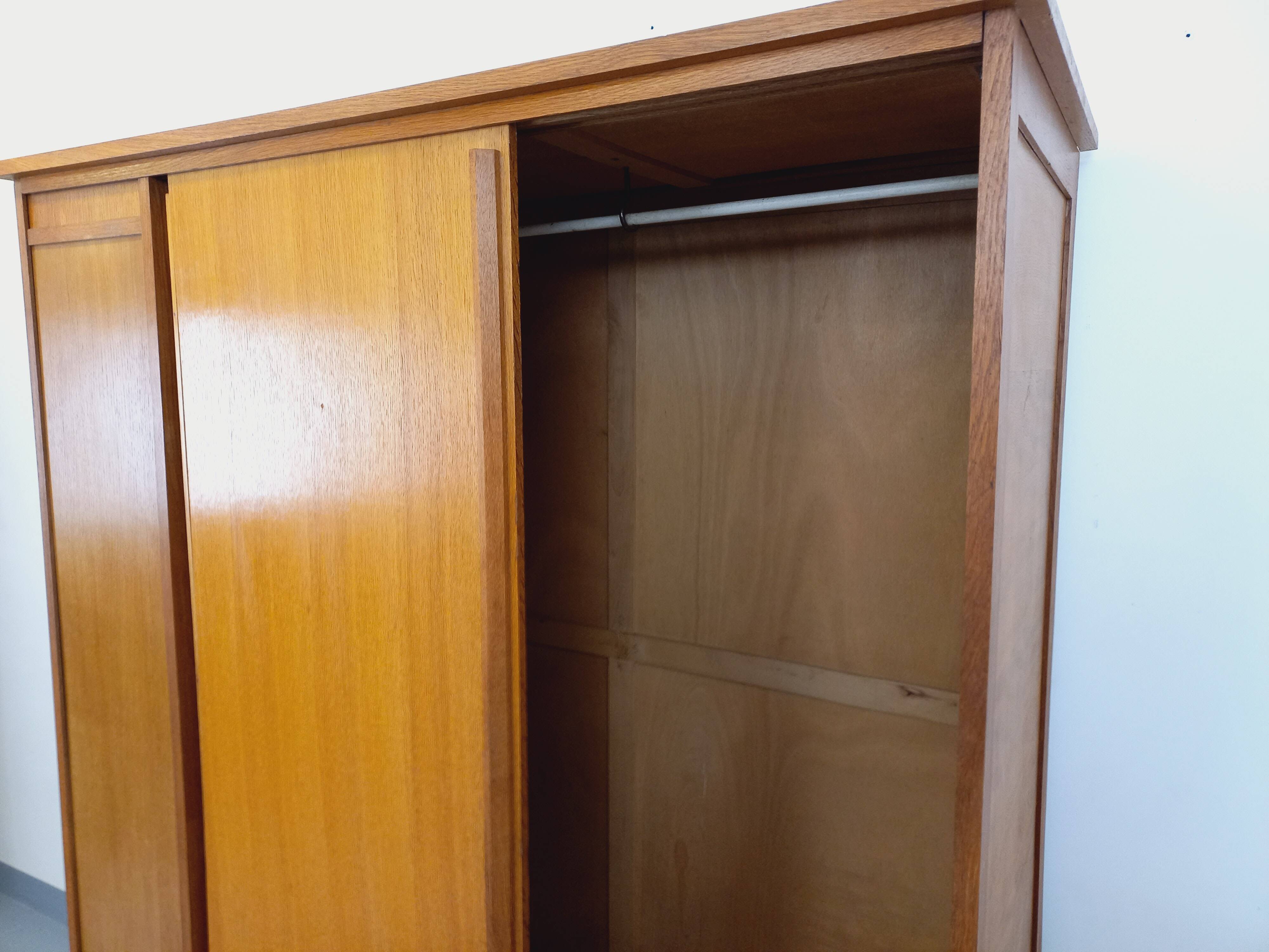 Vintage oak wardrobe from the 1960s.