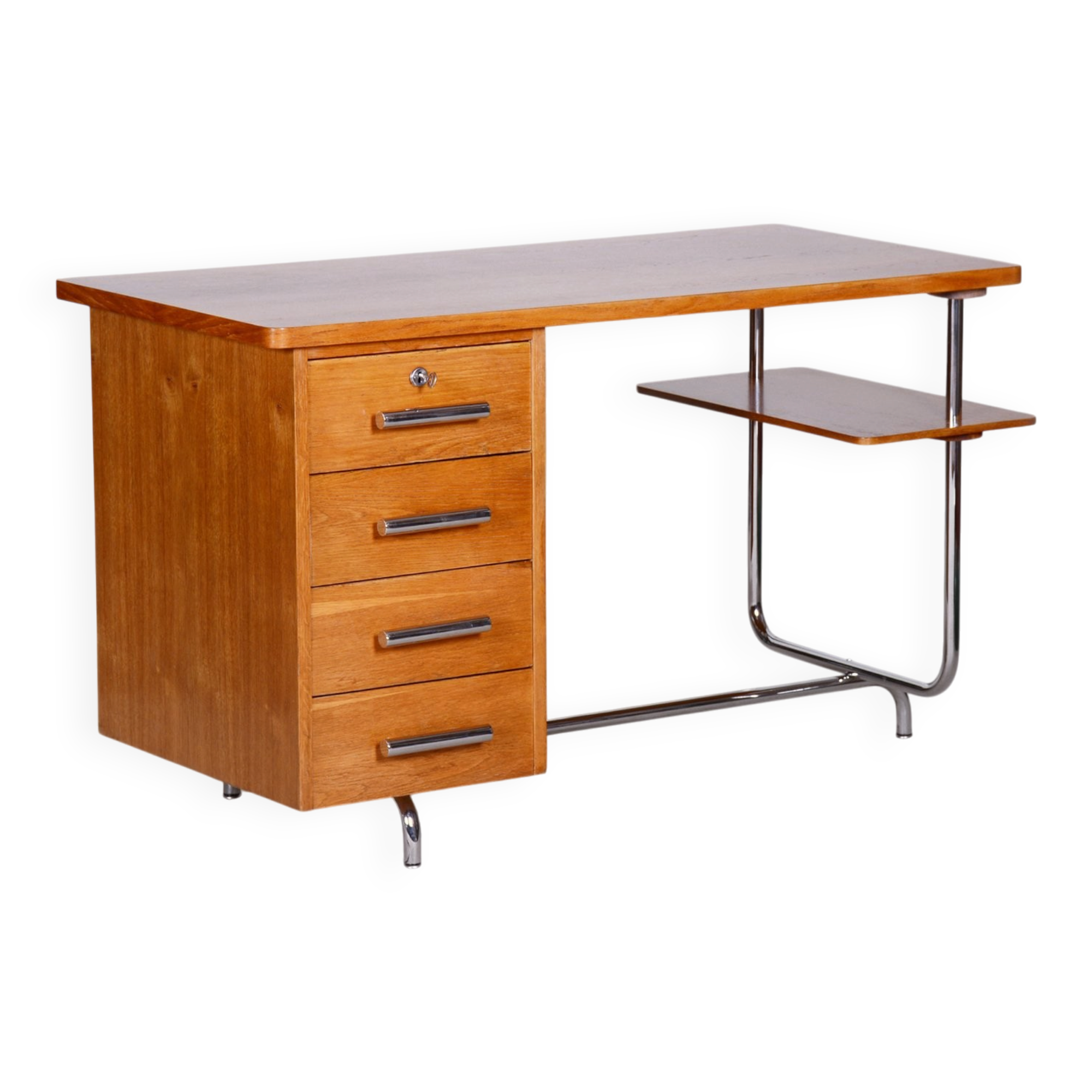 Bauhaus Oak Writing Desk attributed to Jindřich Halabala for Up Závody, 1930s