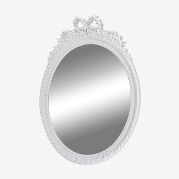 Miroir à noeud ovale en résine patiné taupe clair  , 61 cm x 43 cm