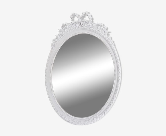 Miroir à noeud ovale en résine patiné taupe clair , 61 cm x 43 cm