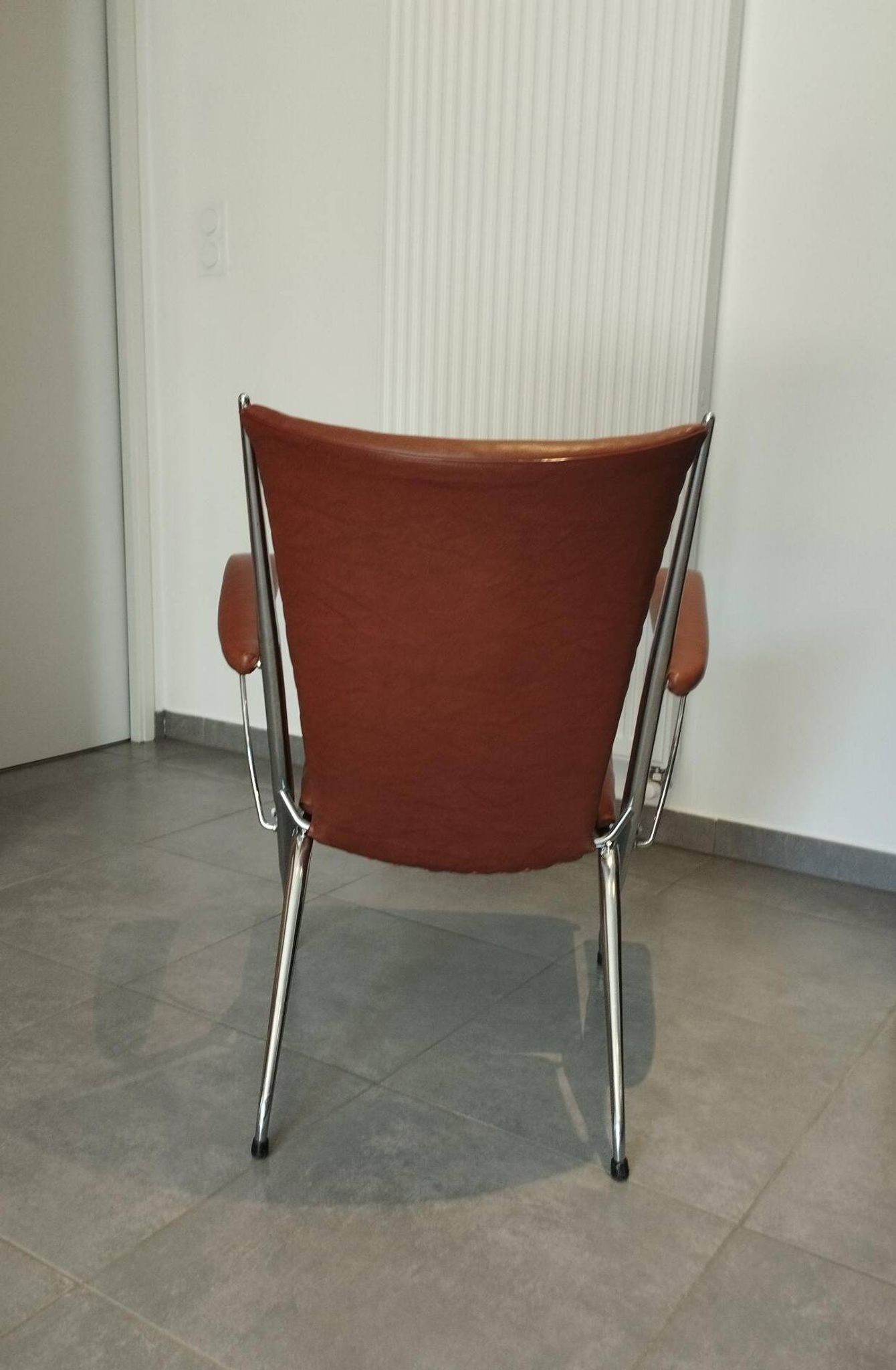 Folding chair attributed to A. Monpoix, modernist design, mid-century, vintage.