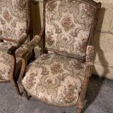 Pair of antique carved wooden armchairs
