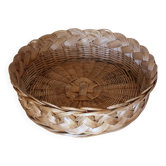 Round wicker basket vintage weaving
