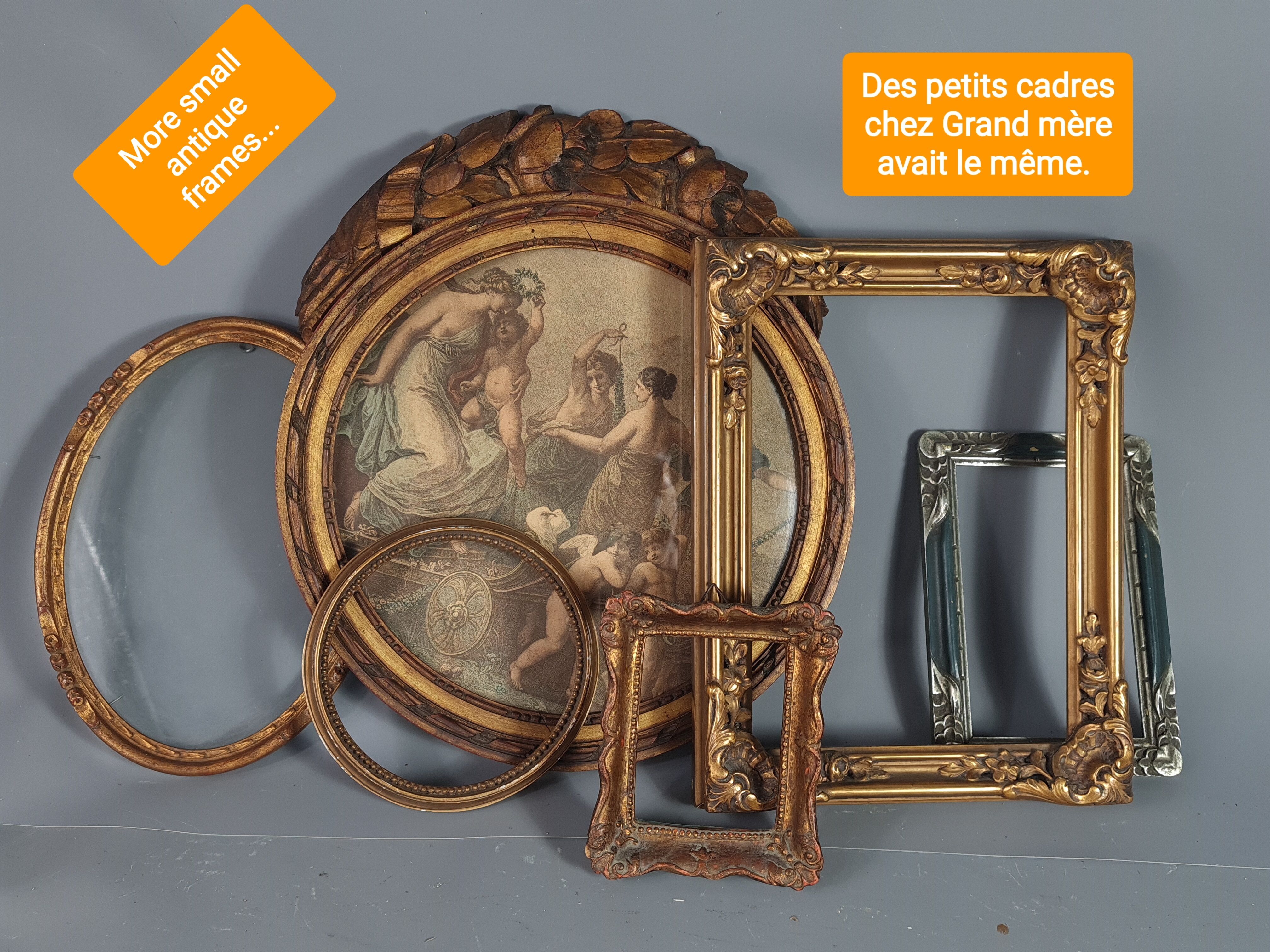 Old Art Deco frame carved wood silver 16.6x11.6 cm, hardwood 14.3x9.4 cm SB