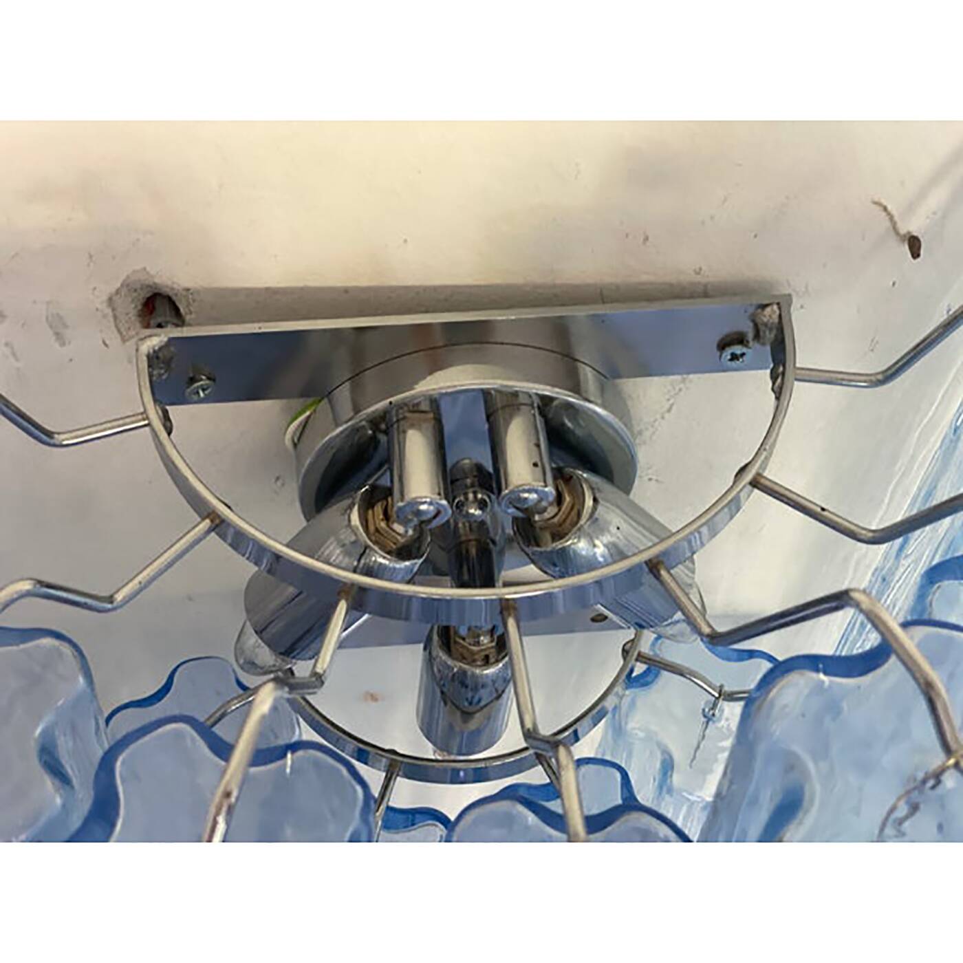 Contemporary Light-Blue “Tronchi”Murano Glass Wall Sconces in Venini Style - a Pair