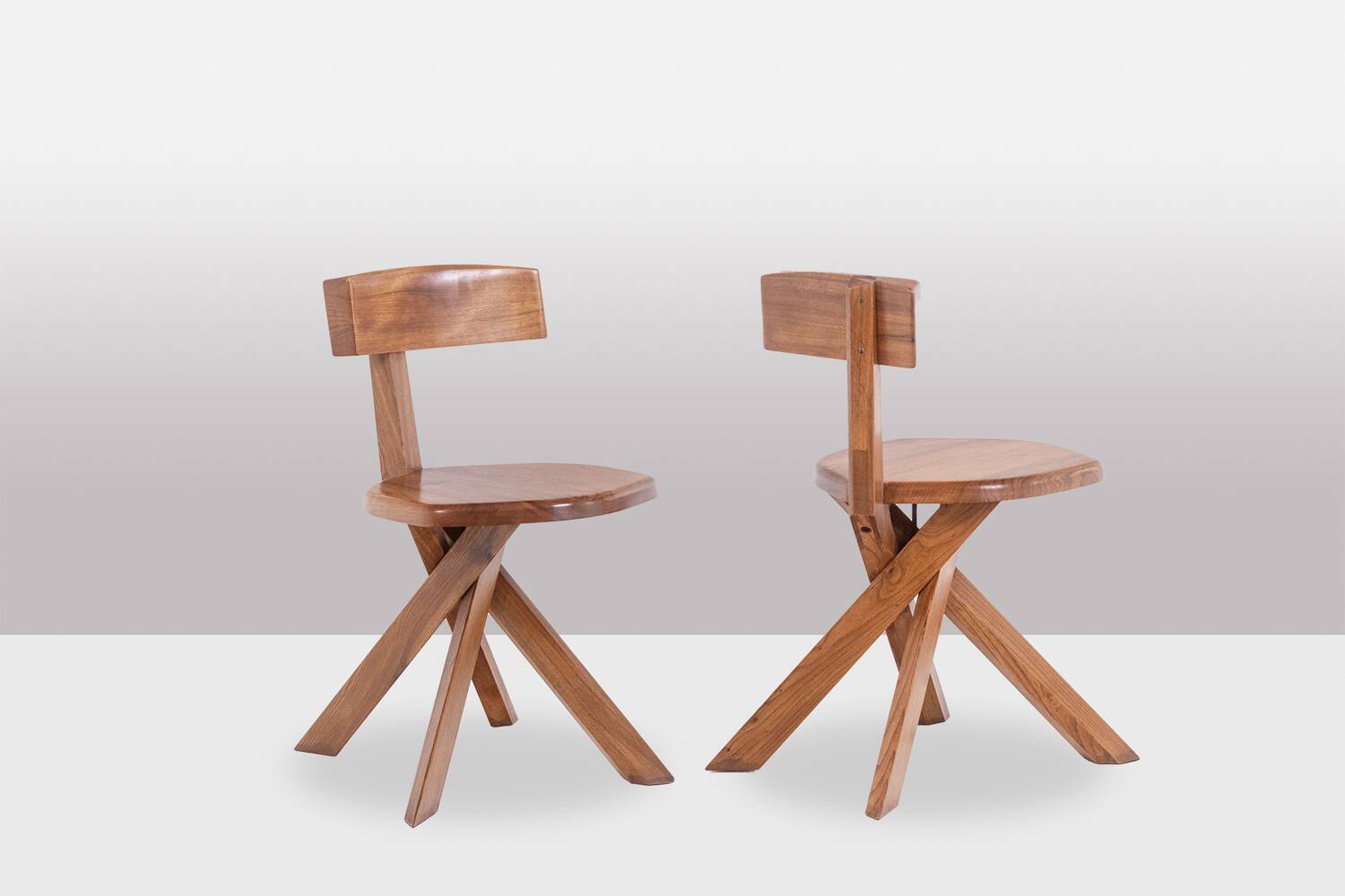 Pierre Chapo. Series of 6 model S34 chairs. 1960s.
