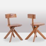 Pierre Chapo. Series of 6 model S34 chairs. 1960s.