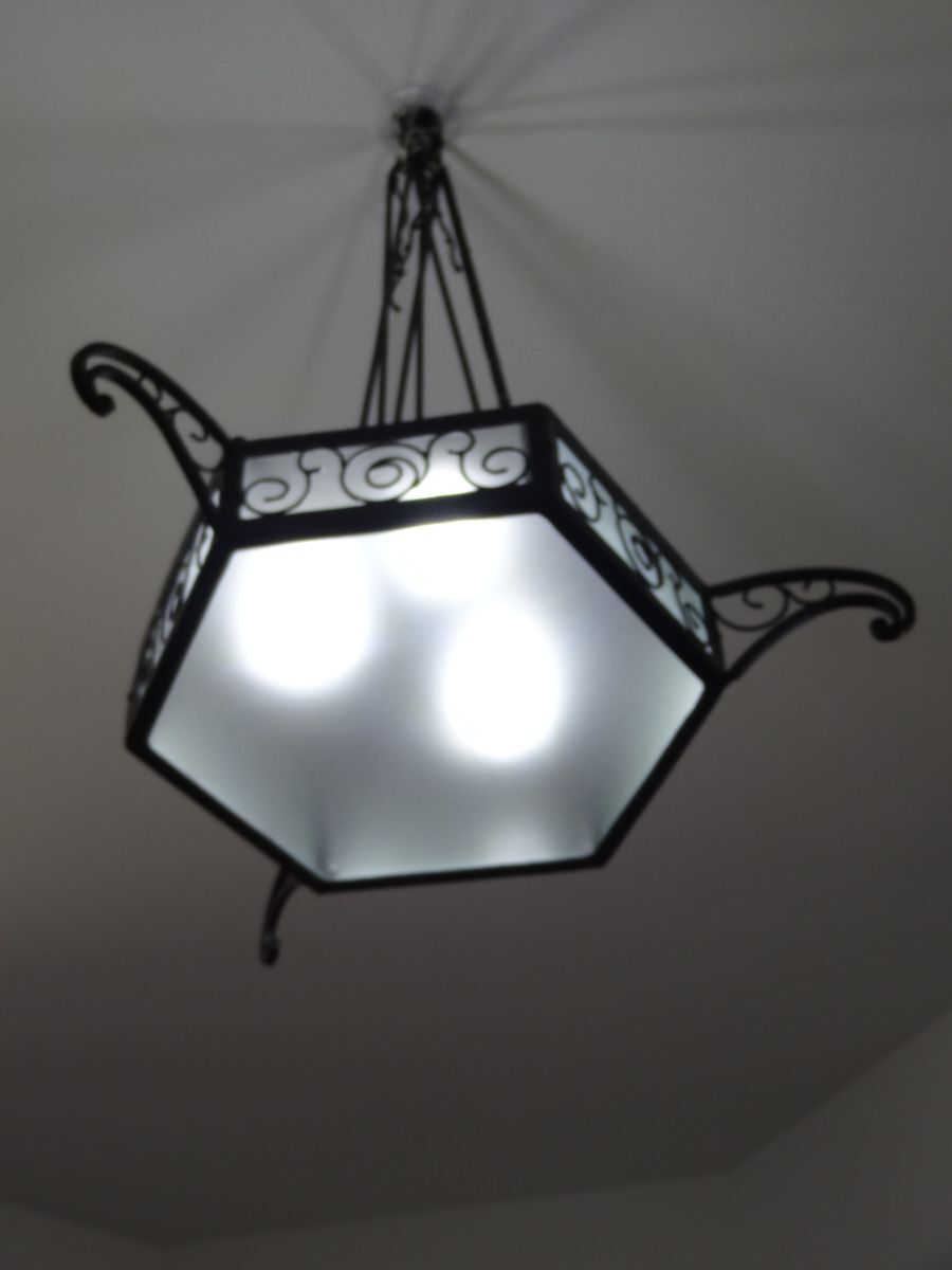 Lustre art déco en fer forgé