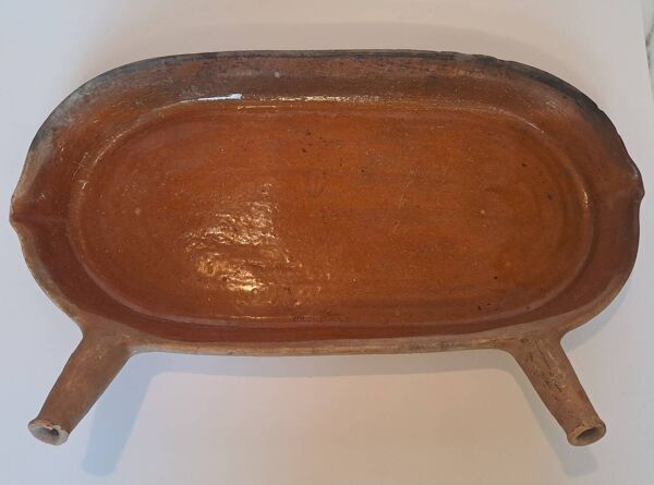 Ancien lèchefrites en terre cuite vernissée XIX ème