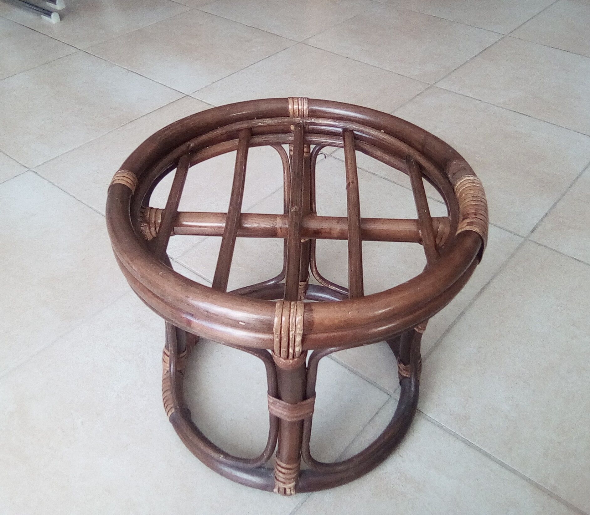 Vintage rattan stool coffee table