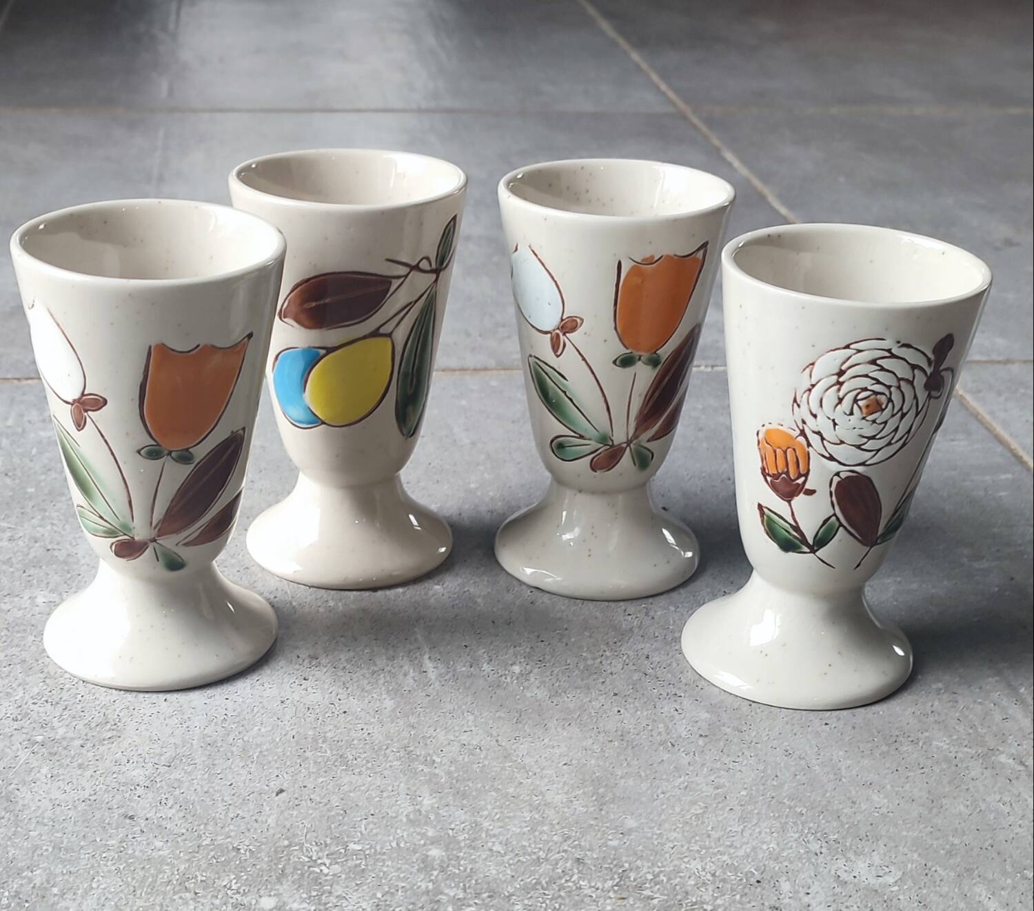 Mazagrans Mugs X 4 in glazed stoneware from the 70s