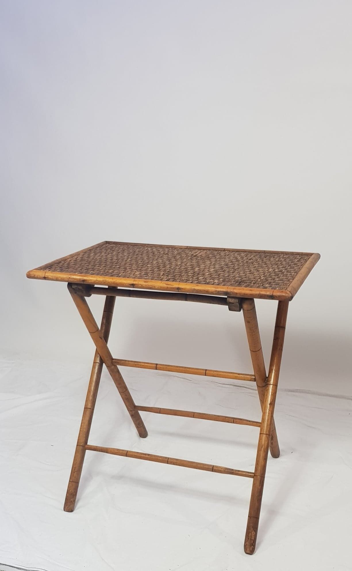 Folding side table bamboo 19th