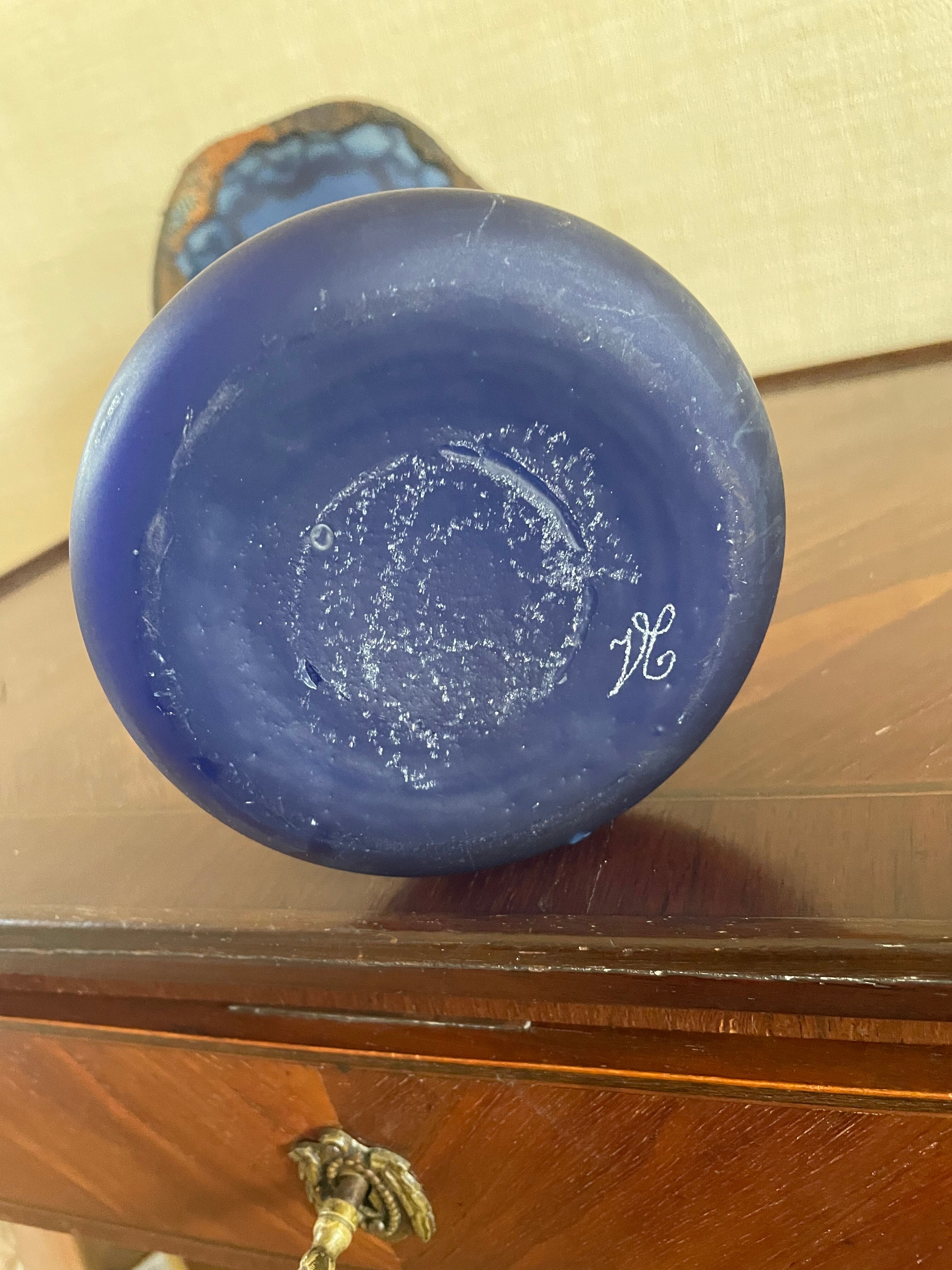 Vase Glass Paste and Bronze Style Art Nouveau signed