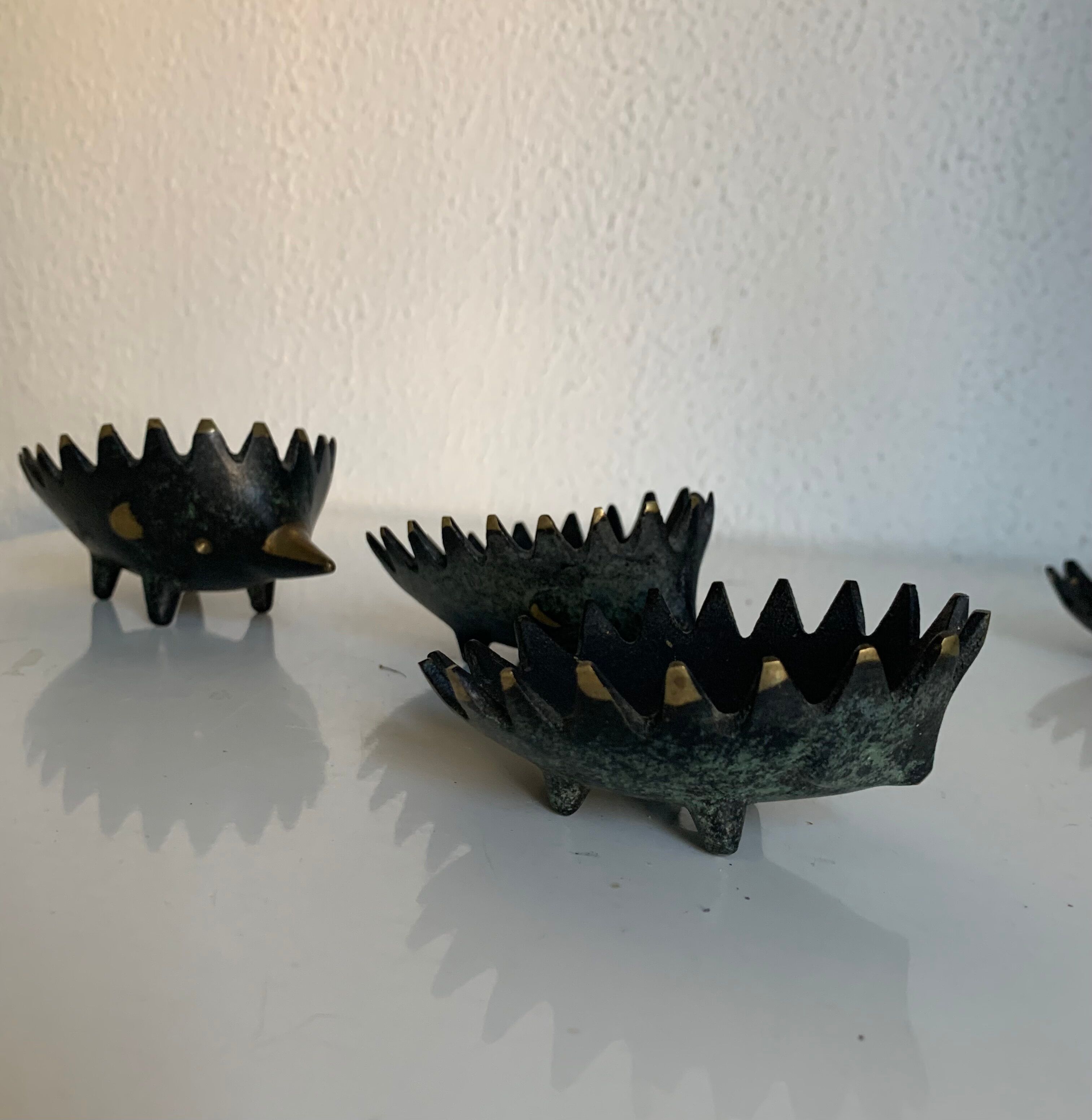 Vintage ashtrays 1950 hedgehogs by Walter Bosse for Hertha Baller
