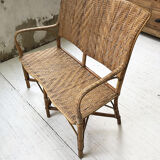 Old wicker and rattan bench