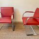 Armchair Knoll Brno design Lidwig Mies Van Der Rohe red leather